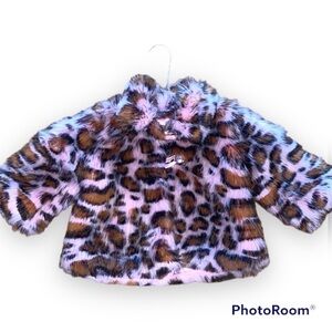 Haute Baby Faux Fur Pink Leopard Print Wrap/Coat RARE 18 Month